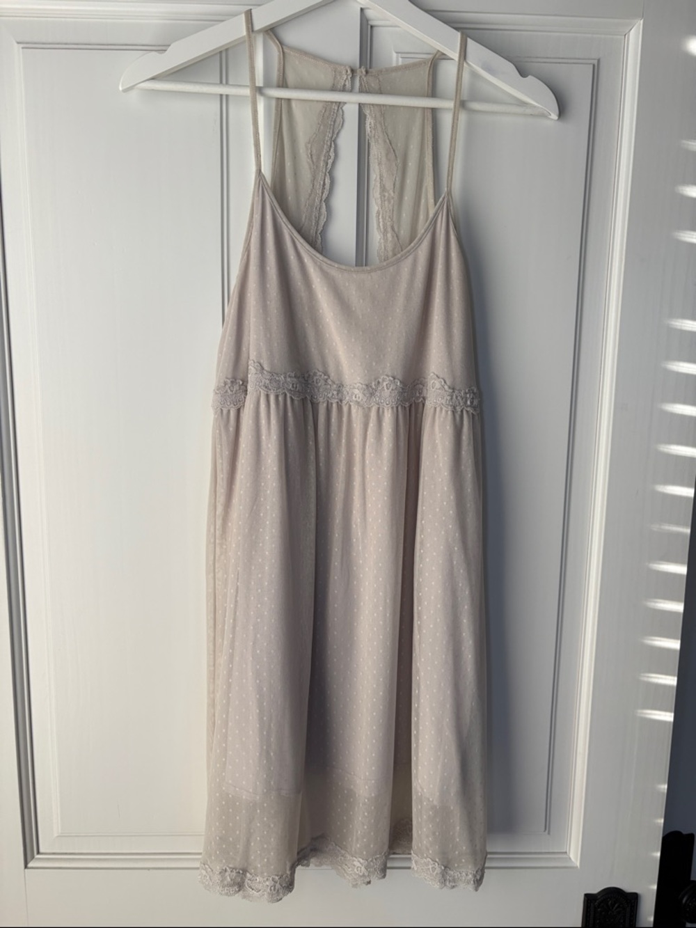 Aerie Lace-Trim Lace Slip Grey Small